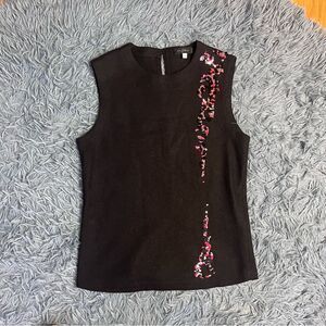 Byblos Black Embellished Wool Sweater Vest Size S